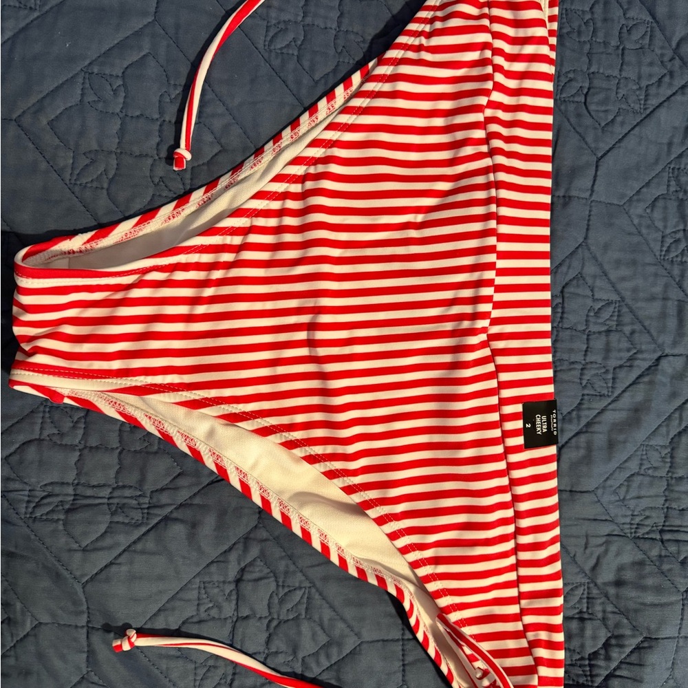 torrid Red and White Striped Side-Tie Bikini Bottom